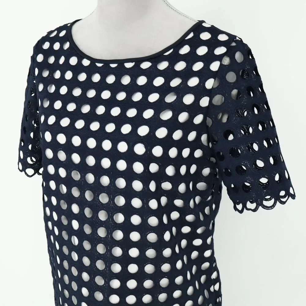 Catherine Malandrino Dress Womens 4 Navy Blue White Lining Shift Office Career - Picture 11 of 12